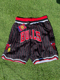 Chicago Bulls Black Pinstripe Retro Basketball Shorts