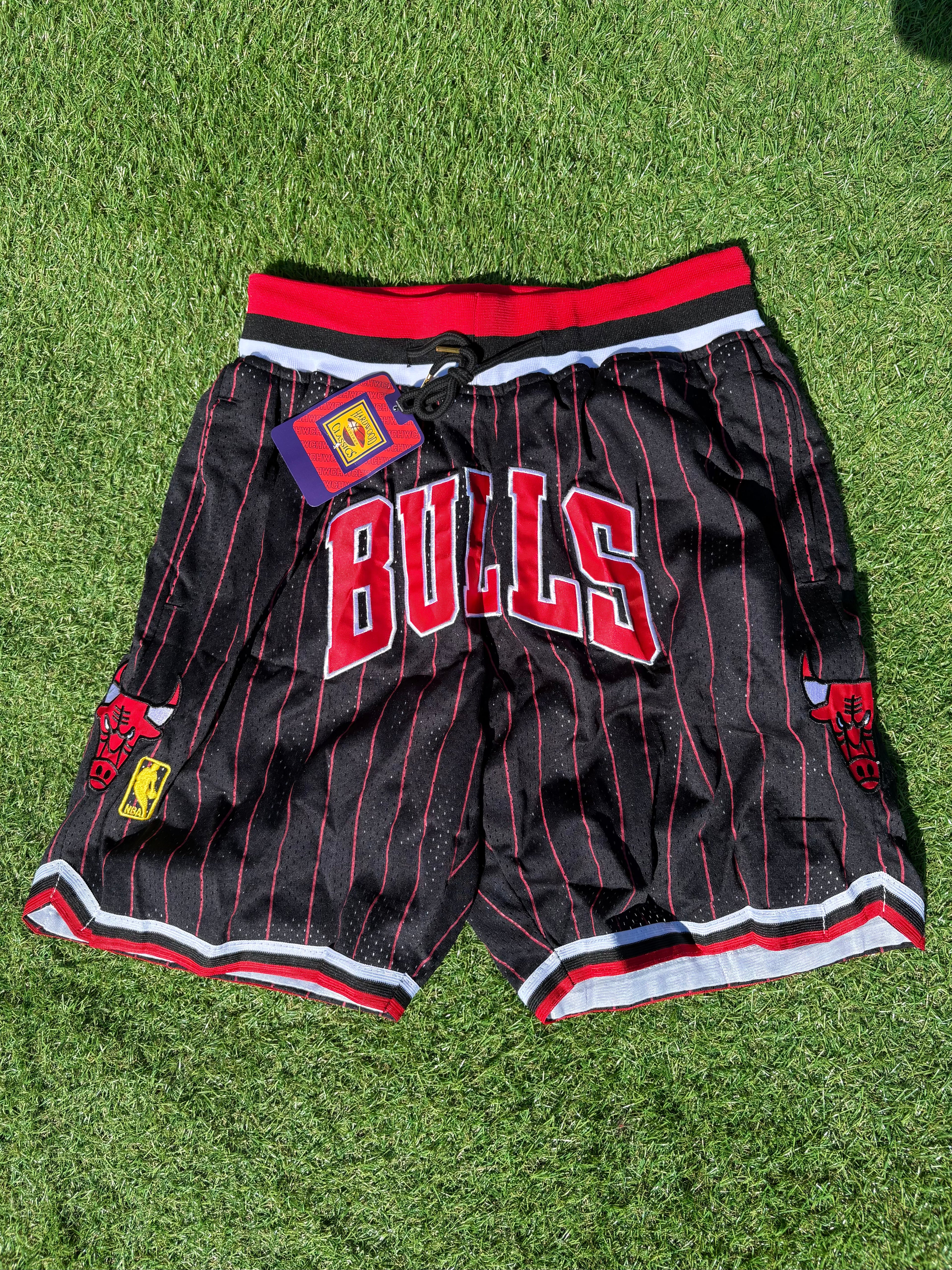 Chicago Bulls Black Pinstripe Retro Basketball Shorts