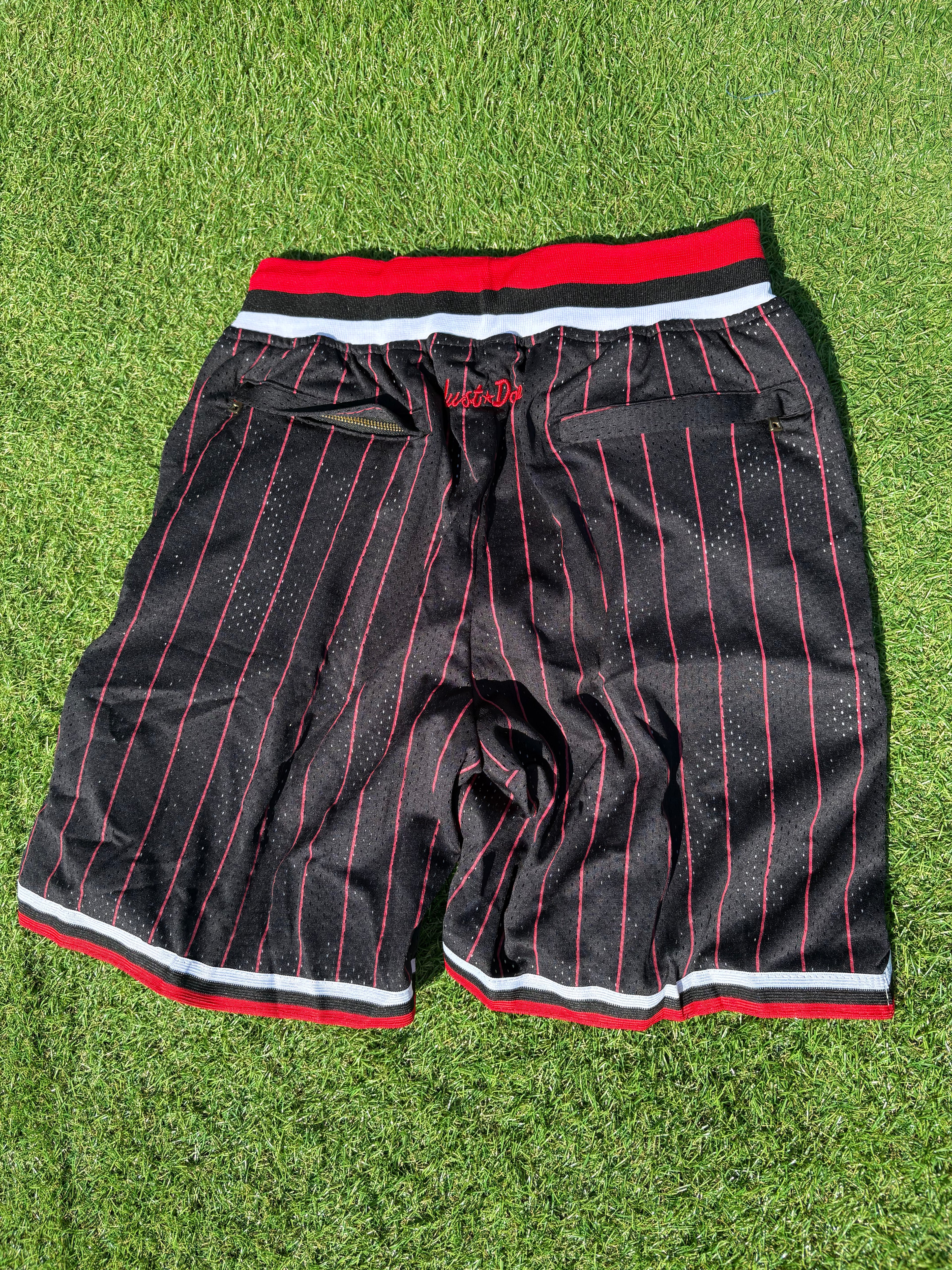 Chicago Bulls Black Pinstripe Retro Basketball Shorts
